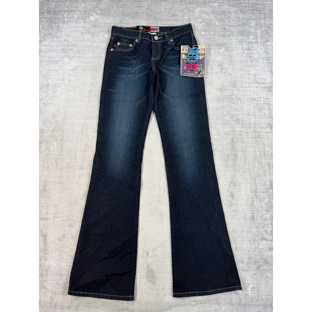 Z Cavaricci Jeans Women 3 Blue Dark Wash Bumpster Low Rise Flare Y2K 2000s NWT